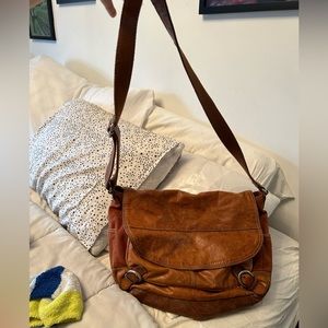 Fossil leather and canvas messenger bag